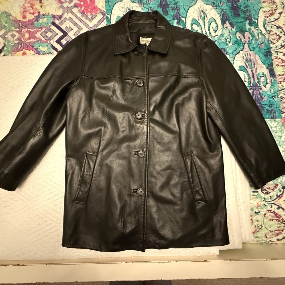 Henri Bendel Women's Vintage Black Leather Jacket, Size M
